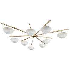 Monumental brass flush mount ceiling fixture